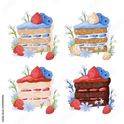 Piece of cake with berries