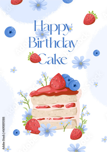 Birthday greeting card with a cake