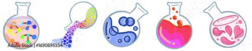 Colorful Round Bottom Flask with Science Experiment Liquid Illustration