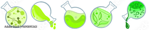 Colorful Round Bottom Flask with Science Experiment Liquid Illustration