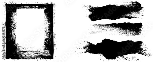 Grunge black and white torn paper set for creative design projects
