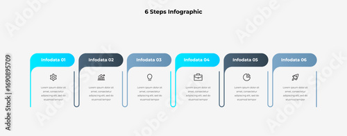 Six Steps Infographic Chart for Business or Workflow Processes