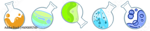Colorful Round Bottom Flask with Science Experiment Liquid Illustration