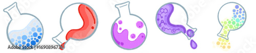 Colorful Round Bottom Flask with Science Experiment Liquid Illustration