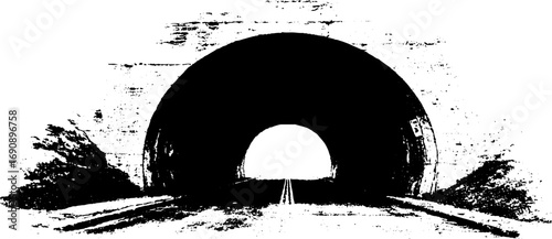 Urban tunnel grunge silhouette art for underground design projects