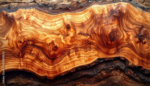 Wallpaper Mural Beautiful Close-up of Polished Natural Wood Grain with Rich Color Torontodigital.ca