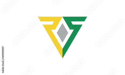 a graphic image with a PS triangle theme, on a white background. Vector graphic base.