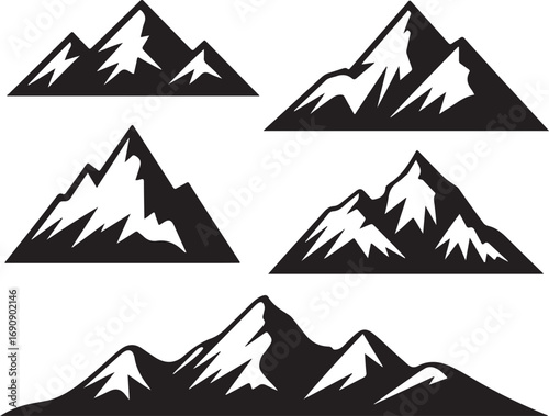Mountain Range Silhouette Vector Illustration Collection of Mountain Peaks for Outdoor Adventure
