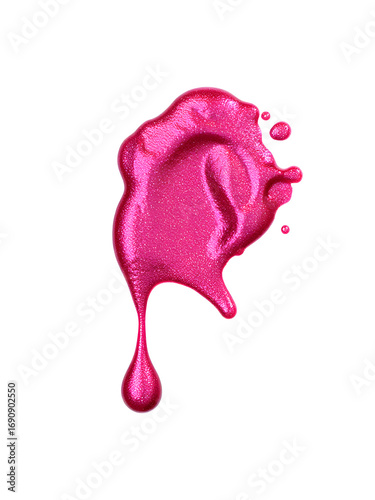 Metallic Pink Nail Polish Drip on White