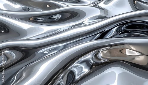 Wallpaper Mural Shiny Metallic Waves Creating Fluid and Reflective Surface Design Torontodigital.ca