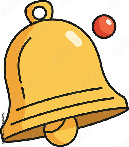 Golden Bell with Red Bobble Notification Icon Design