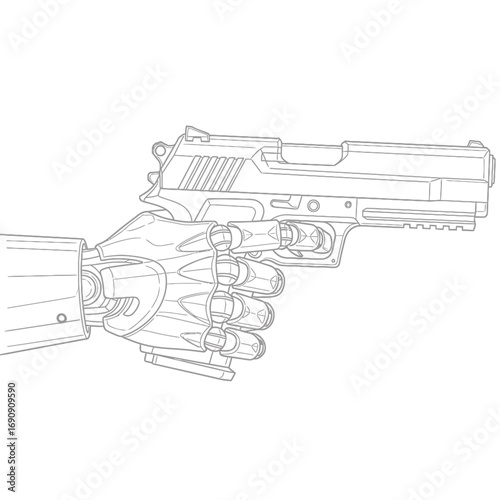 Robot Hand Holding a Pistol