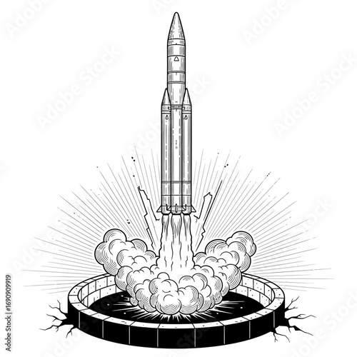 Conceptual Rocket Liftoff Artwork