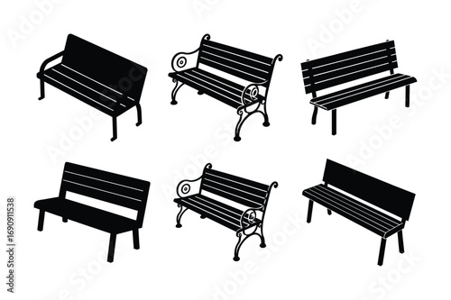 Park Bench Vector Bundle | Outdoor Seating Icons and Illustrations