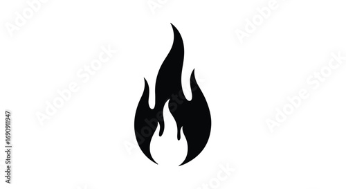 Simple black flame icon on a white background