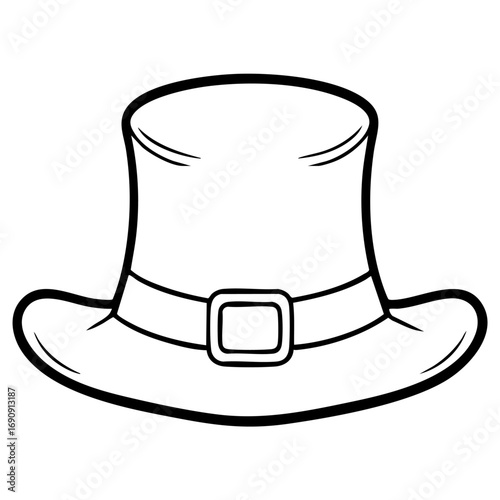 Clean outline drawing of a Big cartoon Hat minimalistic design for coloring page