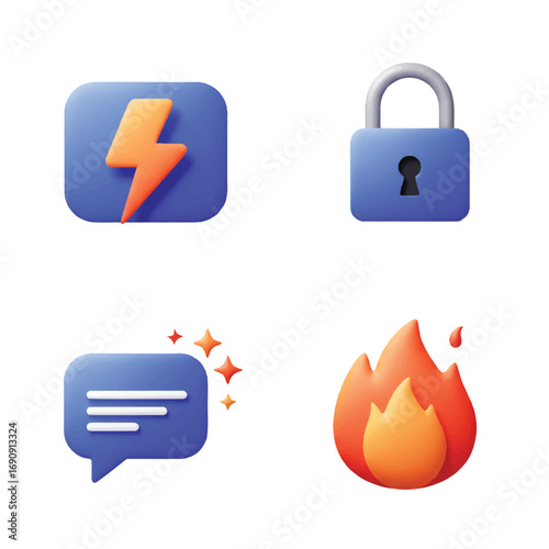 Flat Vector Communication Icons Set: Direct Message, Secret Chat, Reply Bubble, Thread – Isolated Modern UI/UX Elements