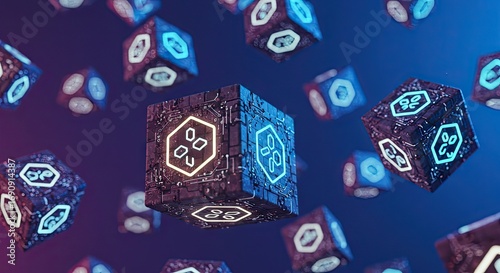 Floating Cubes A Digital Art Exploration of Abstract Technology