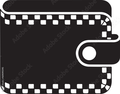 Sleek Black Wallet Icon with Checkerboard Border for Financial Transactions and Secure Storage