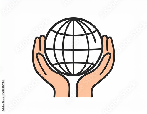Hands cradling a globe, symbolizing global responsibility, environmental protection, and international cooperation