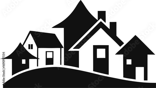 Neighborhood silhouette  icon vector on white background 