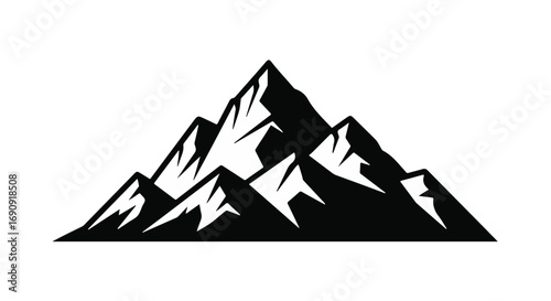 Majestic mountain peaks in a stark, graphic illustration