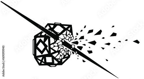 Geometric object shattering into fragments with sharp impact