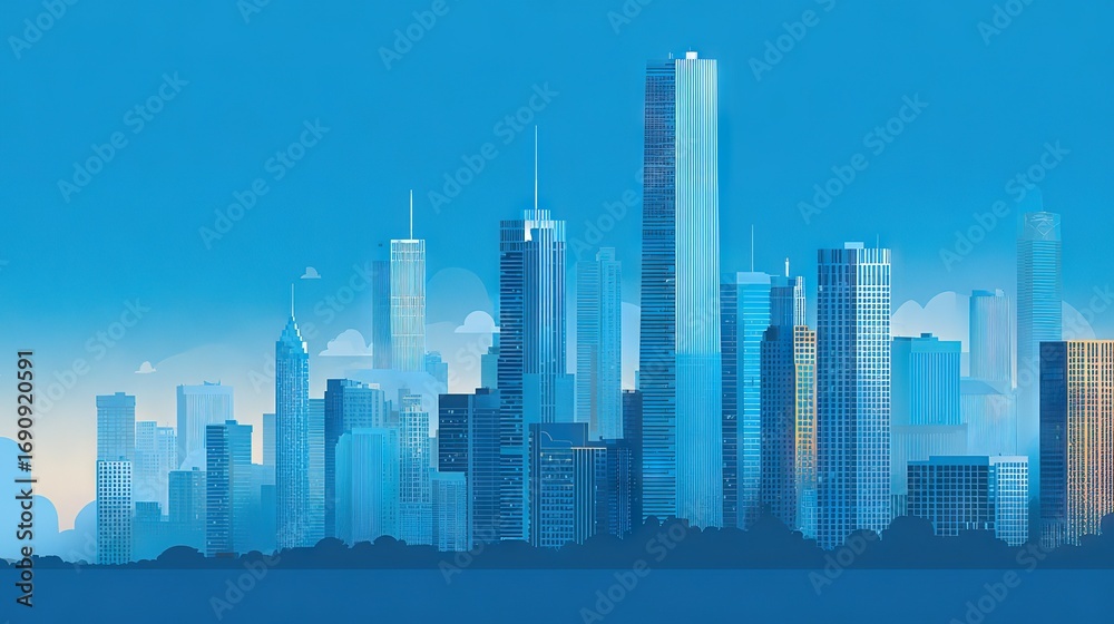 Fototapeta premium blue city skyline