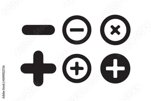 plus minus icon set. Math symbols plus minus multiply divide equal sign. abstract plus minus symbol. vector illustration eps 10.