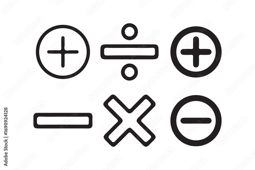 Fototapeta premium plus minus icon set. Math symbols plus minus multiply divide equal sign. abstract plus minus symbol. vector illustration eps 10.
