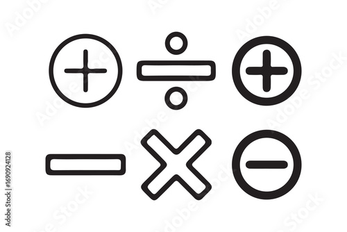 plus minus icon set. Math symbols plus minus multiply divide equal sign. abstract plus minus symbol. vector illustration eps 10.