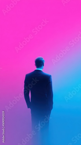 business man isolated in front of minim