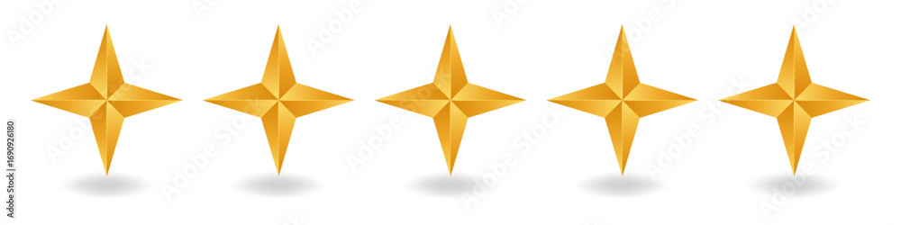 Obraz premium Golden star ranking symbol with premium award and winner icon. Luxury 5 star rating shines with excellence, success and achievement.