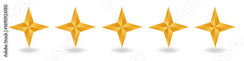 Golden star ranking symbol with premium award and winner icon. Luxury 5 star rating shines with excellence, success and achievement.