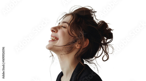Joyful Woman's Profile, Uplifting Laughter