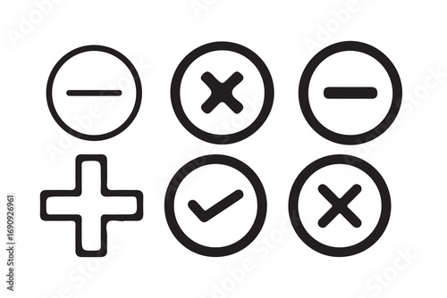plus minus icon set. Math symbols plus minus multiply divide equal sign. abstract plus minus symbol. vector illustration eps 10.