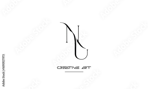 NU, UN, N, U abstract letters logo monogram