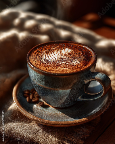 Photorealistic Coffee Cup with Warm Morning Light