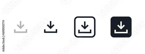 Download icon. Arrow pointing down into a tray vector illustration. Data saving and file transfer symbol. Internet and application update sign.