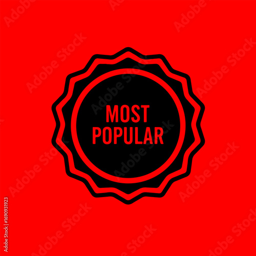 Red badge most popular award seal icon graphic