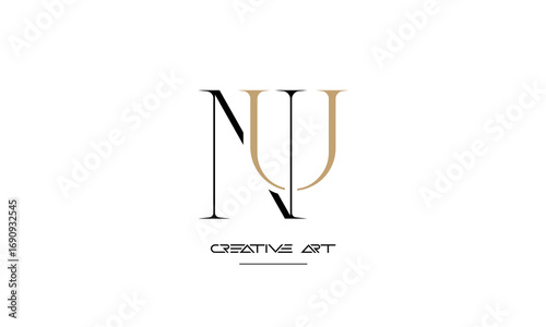 NU, UN, N, U abstract letters logo monogram