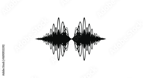 Abstract symmetrical sound wave visualization on white background
