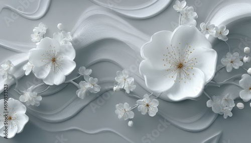 Abstract floral design on a flowing background