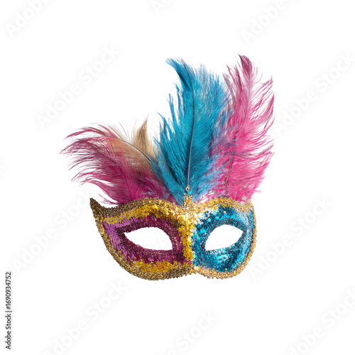 Colorful Venetian Mask with Feathers - Carnival Celebration