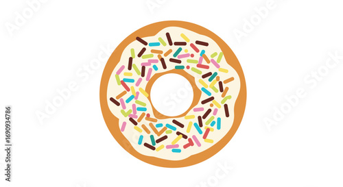 A delicious frosted donut covered in colorful sprinkles