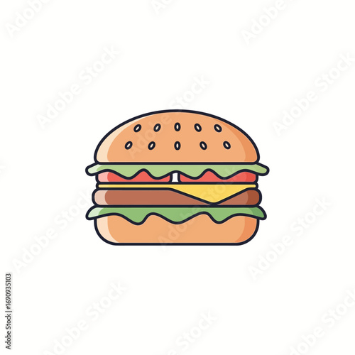 
Classic cheeseburger icon. Fast food vector symbol for restaurant menu.