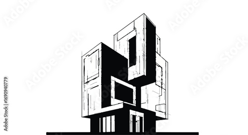 Modern abstract architectural design with geometric shapes and strong lines