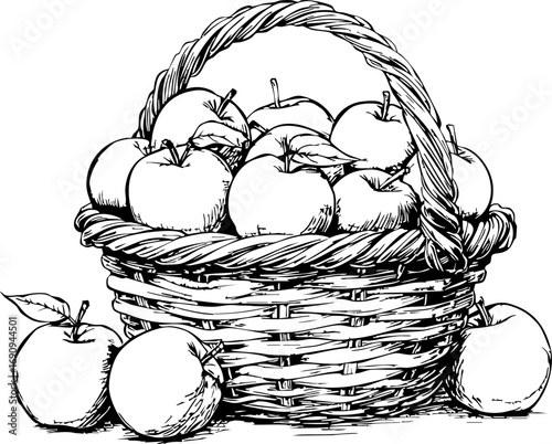Harvesting fresh apples a bountiful basket in a serene orchard setting capturing nature's beauty and abundance