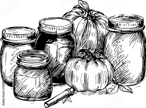 Canning fresh vegetables and fruits at home kitchen food preparation cozy environment close-up view sustainable living