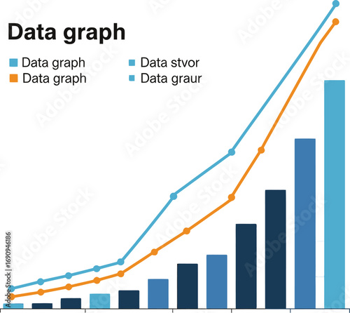 Financial growth and market analysis data visualization concept with an increasing combination bar and line chart for business reporting